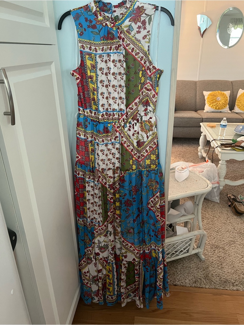 Calvin Klein Patchwork Maxi sleeveless Dress - Multicolor size small